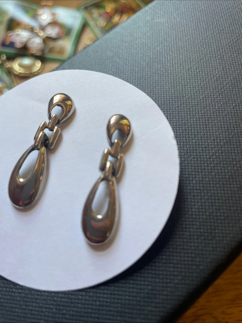 Women's Silver Drop Link Dangle Earrings